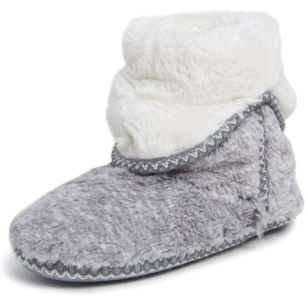 Fuzzy Memory Foam Slipper Socks For Women - Durable Gripper Sole, Size 9-10